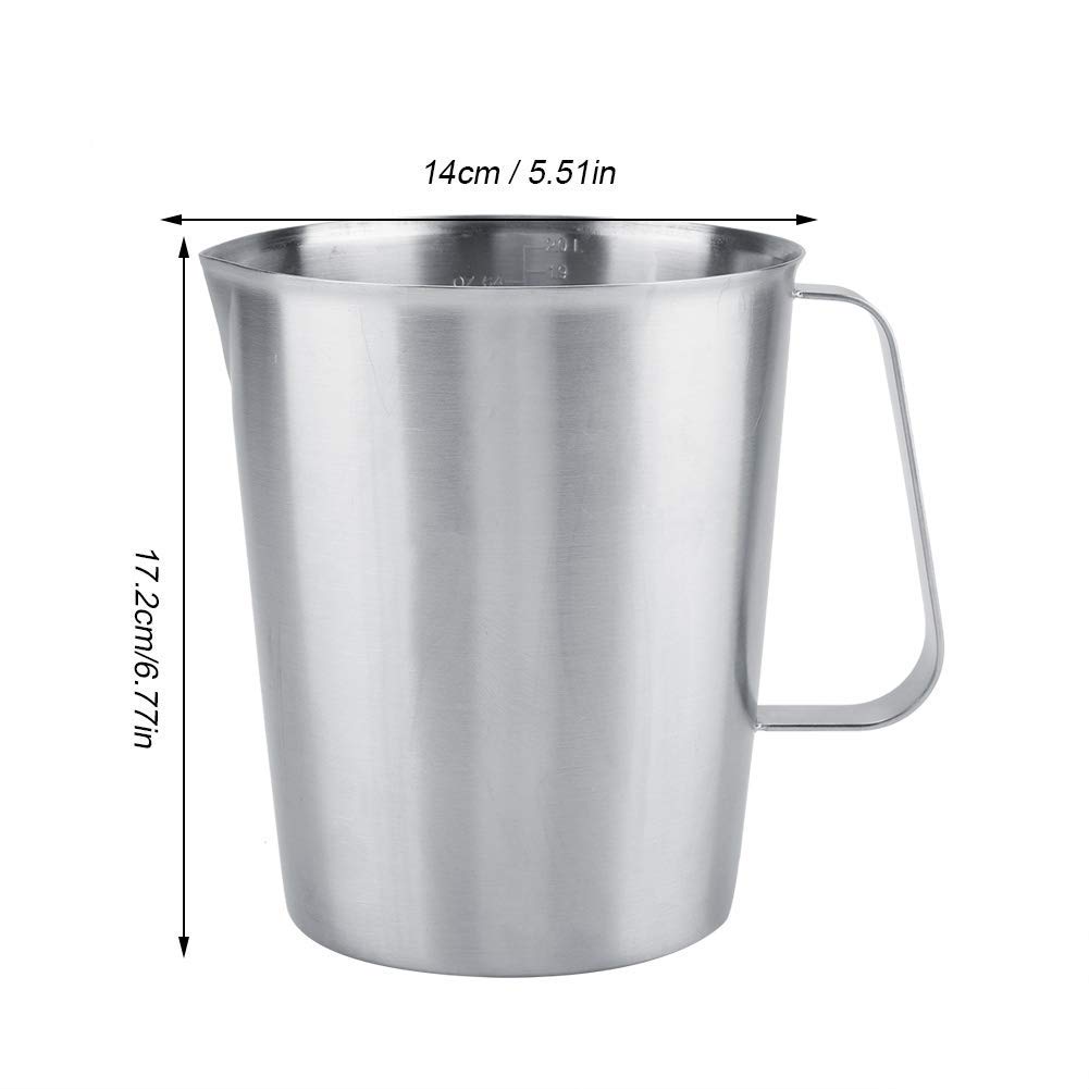 Tazza per schiumare - 2000ml Grande tazza graduata in acciaio inossidabile Tazza per latte Brocca per schiuma per caffè latte Art