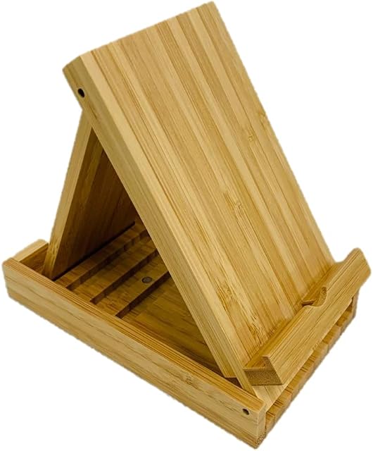 Yisen Wood Phone Stand Holder, Bamboo Foldable Universal Multi-Angle Mobile Cell Phone Stand Holder, Pocket Desktop Holder Stand for iPhone X/8/8 Plus/7/7 Plus/6,iPad,E-reader,Tablet