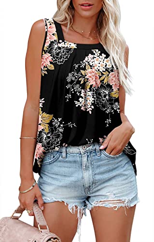BETTE BOUTIK Womens Tank Tops Pleated Sleeveless Blouse Short Sleeve Tops Basic Shirts S-3XL