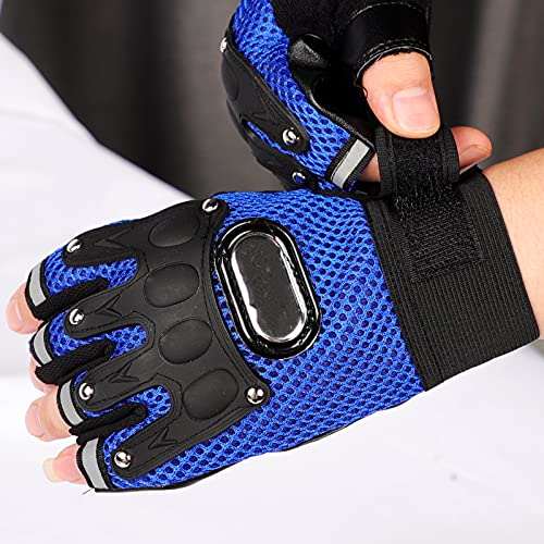 Purfun Men Women Breathable Mesh Cycling Gloves Non-Slip Leather Riding Driving Motorcycle Half Finger Gloves Roller Skating Sports Exercise Fitness Fingerless Gloves #TOP5