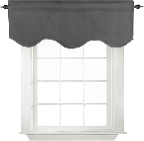 Miniatura 45 de Turquoize Cenefas de cortina opacas sólidas con bolsillo para barra festoneadas, paneles de cortina pequeños para ventana de