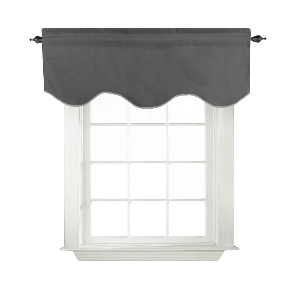 Turquoize Blackout Curtain Valances for Kitchen Windows/Bathroom/Bedroom Privacy Decorative Rod Pocket Short Scalloped Window Valance Curtains, 52" x