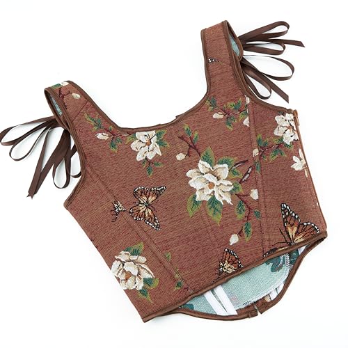 Women Renaissance Corset-Top Vintage Butterfly Flower Bustier Shapewear Lace Up Cincher Bodysuit Overbust Bodyshaper3