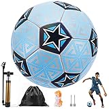 ➤ 【Tamaño estándar】- el balón de fútbol de entrenamiento es el balón de fútbol estándar internacional de tamaño 5, y el diseño del material exterior también está diseñado en total conformidad con los estándares internacionales de competición de fútbol. No solo puede mostrar libremente sus habilidades futbolísticas en el césped de fútbol, ​​sino que también puede usarse para juegos. Creo que te hará invencible en el campo de fútbol.