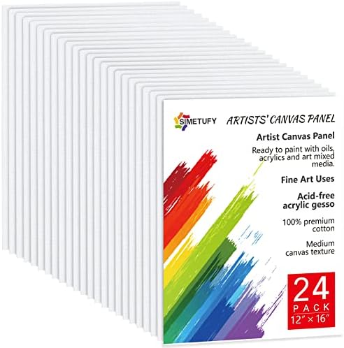 24 Pack Canvases for Painting 12 x 16 inch, Canvas Boards for Painting- Gesso Primed Acid-Free 100% Cotton Canvas Panels for Acrylics Oil Watercolor Tempera Paints