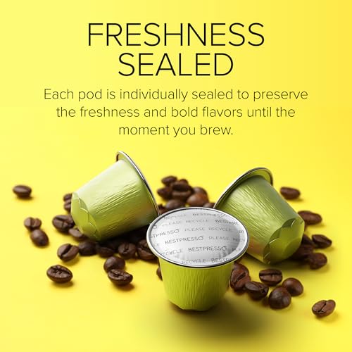Image of Organic USDA Bestpresso Coffee Aluminum Espresso Pods For Nespresso Original Machine 120 Pack (Naturally Balanced)