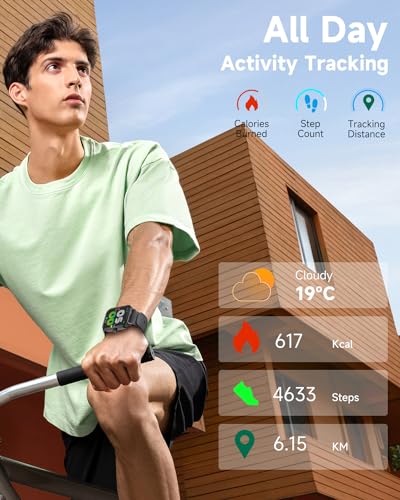 Amzhero Smartwatch für Damen,1,8''Fitnessuhr mit 100 Sportmodi,Bluetooth Telefonfunktion,Benachrichtigung,SpO2,Herzfrequenzmonitor,Schlafmonitor,Lange Akkulaufzeit,Wasserdicht,für iOS Android,Schwarz – Bild 3