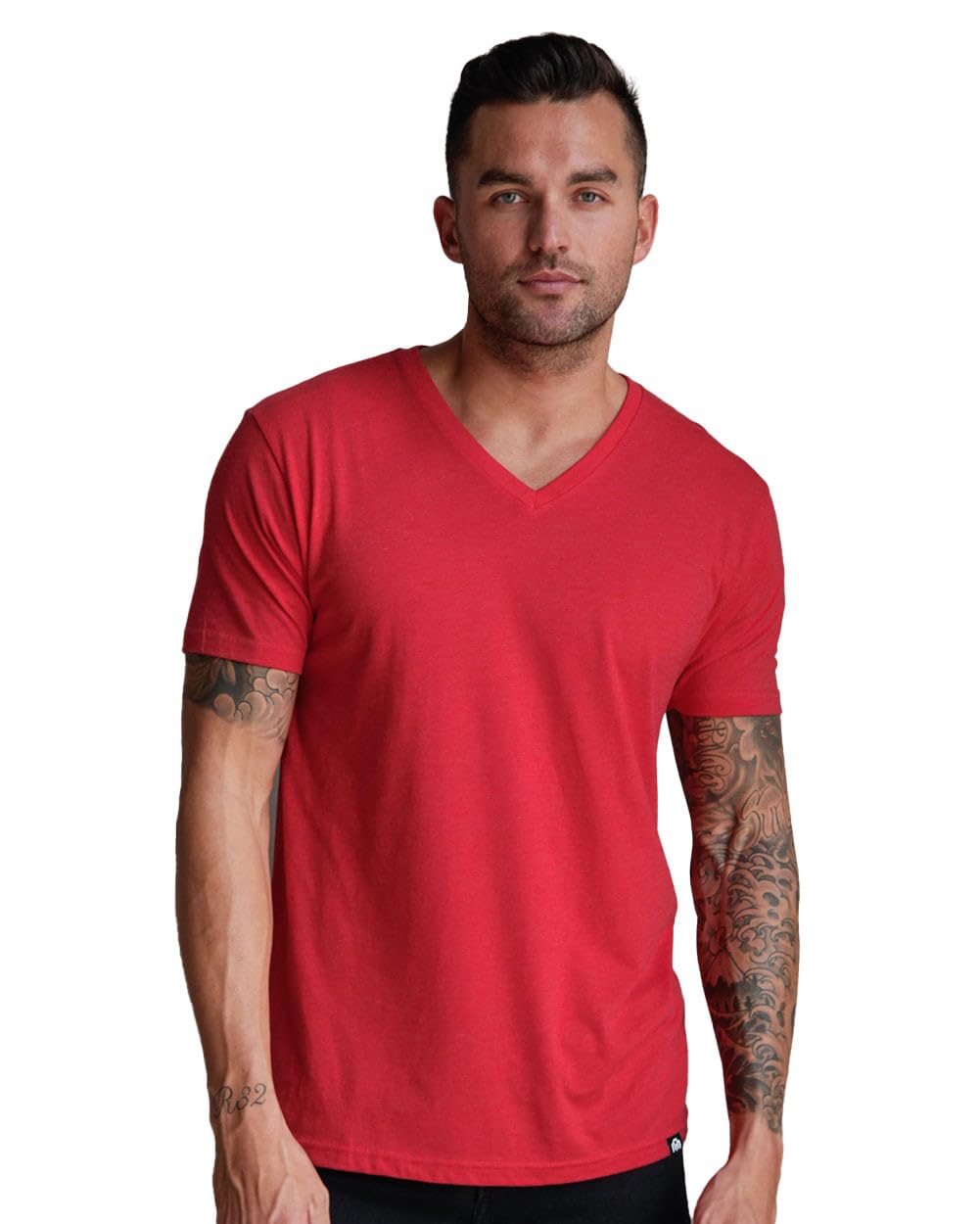 Men's V-Neck T-Shirt Fitted Short Sleeve Soft Cotton Vneck Tees S-2XL