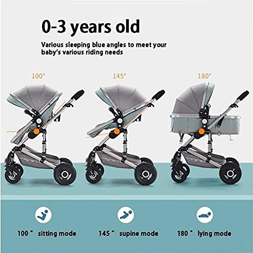 Zhiding Babykar 3 in 1 opvouwbare buggy 22-wheeler, kinderwagen met extra grote luchtwielen, voor kinderen schakelbare fietswalking, lange reis voor pasgeboren en peuter (Color : Brown) - Afbeelding 4