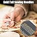 Self-Threading Needles, Sewing Needles, Needle Threader with Needle case Carving Pattern, Threaded from The top, Golden, 18 Pack