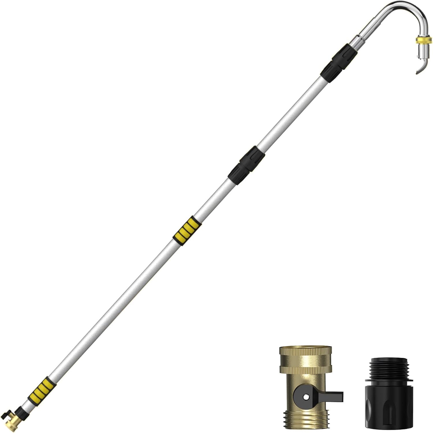 Gutter Cleaning Tools from The Ground, 24FT Reach Rain Cleaner with Bendable Wand and Quick Connect Adapter for Garden Hose