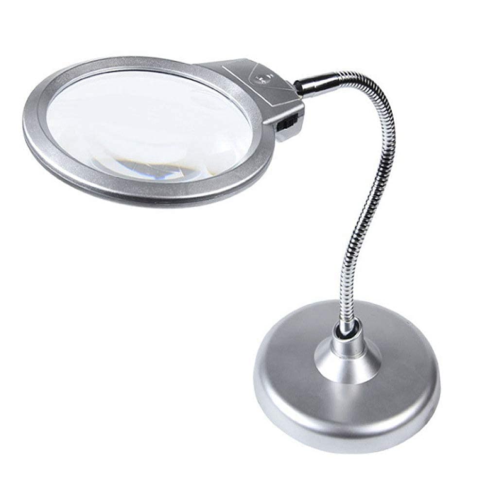 Lupa przednia z oświetleniem LED, zestaw głośnomówiący, zoom 1 x do 3,5 x z 5 zdejmowanymi soczewkami, lupa do czytania ze zintegrowanym oświetleniem, lupa dla jubilerów.