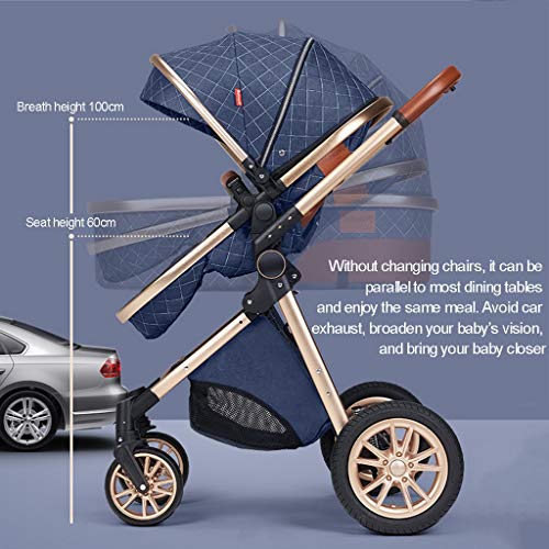 3 In 1 Kinderwagen Wandelwagen, Hoge Weergave Kinderwagen, Opvouwbare Luxe Kinderwagen Anti-shock Kinderwagen… - Afbeelding 7