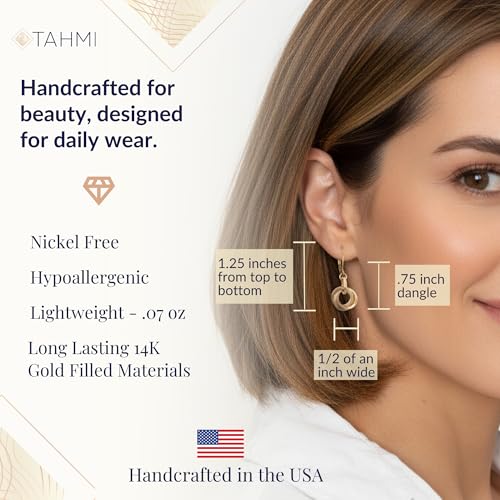 Classic 14K Gold‑Filled Leverback Dangle Earrings - Lightweight Nickel‑Free Hypoallergenic Design - Secure Clasp, USA Crafted, Everyday Dressy Minimalist Design - 1.25" L / 0.75" Drop / 0.5" W4