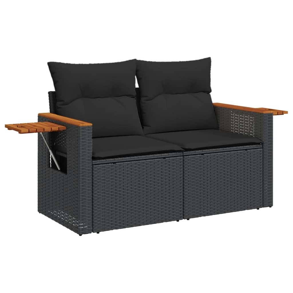 LAPOOH Set Divani da Giardino con Cuscini 7pz Nero Polyrattan,Set Divani da Giardino,Divanetti da Esterno,Divani da Esterno Giardino,Set di Mobili da Giardino-3226636