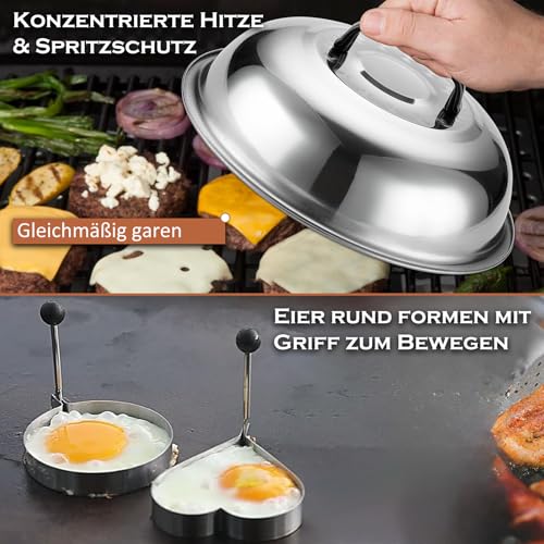 35 Stück Grillspachtel Set aus Edelstahl - Teppanyaki Grillschaufel Set, Smash Burger Set, mit Burger Glocke & Plancha Zubehör… – Ansicht 6