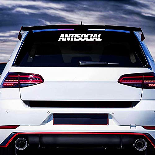 Mountvalleyclimber Antisocial Sticker Decal Car Anti Social Club Banner Windshield Jdm Bumper Sticker Drift Dub Fresh Detailed Stance 4X4 23"W (White) #TOP3