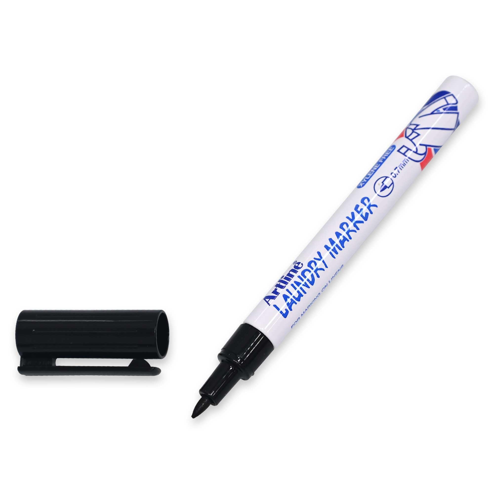 ARTLINE Laundry Marker 750, Xylene Free, Line Size 0.7mm, Black Color, Pack in Blister Packaging - ARMK750BK-BP