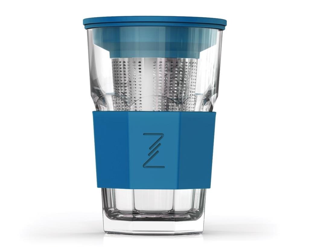 Drinking glass with tea insert and lid Zest 415 ml , glass, transparent, 9 x 9 x 13 cm,