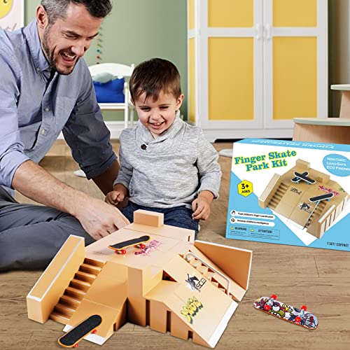 Hailey&Elijah FSRS-1 Fingerboard Skate Park Kit,Skateboard Finger Toys With 3 Finger Skateboards & 8 Skatepark Deck Ramp thumb #2