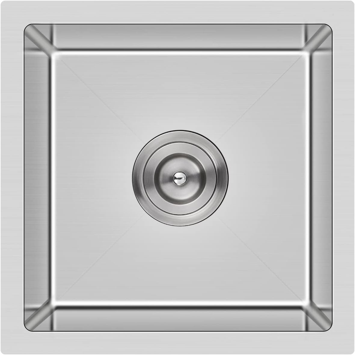 ROVATE 18 inch Kitchen Sink Undermount, Small Bar or Prep Sink, Handmade Single Bowl T-304 Stainless Steel Small Wet Bar Sinks with Strainer