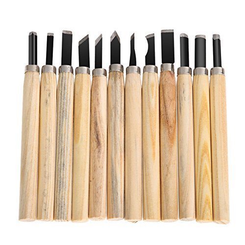 12 Pieces Students DIY Tools Wooden Clay Wax Carving Chisel