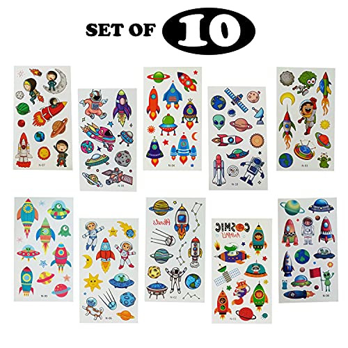 Image of Party Propz Space Theme Tattoo Sticker For Kids - Set of 10 Pcs Space Theme Gifts Sticker Tattoo | Temporary Tattoo For Kid | Water Tattoos For Kids | Temporary Tatoo Stickers