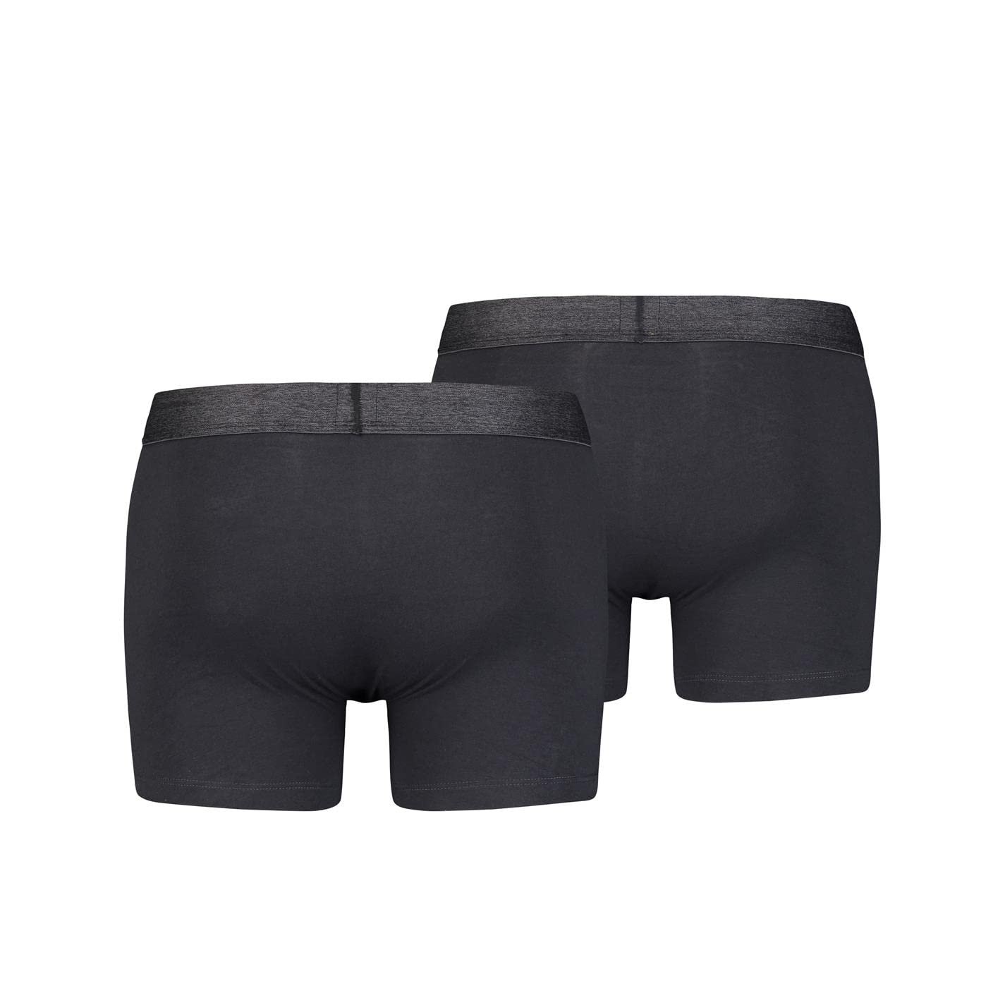 Levi's Men's Melange Wasitband Organic Cotton Boxer Brief (Pack of 2), Black, M