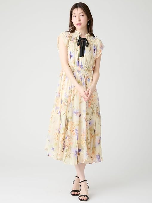 Amazon.co.jp: [セルフォード] ペタルヘムラインプリントワンピース