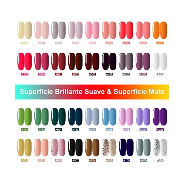 Pintaunas-Semipermanentes-39-Pzs-8ML-Esmaltes-Semipermanentes-Gel-UV-LED-con-Base-Top-Coat-Brillante-y-Mate-36-Colores-Populares-Blanco-Verde-Neon-Desnudo-Kit-de-Esmaltes-Unas-Semipermanentes