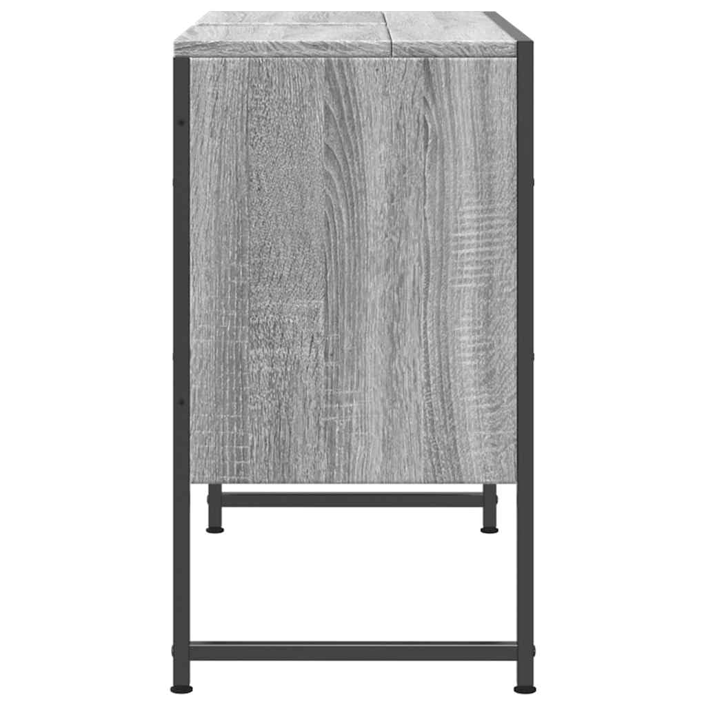 Armario para debajo del lavabo Sonoma, 80 x 33 x 60 cm, material de madera con marco de acero pulverizado, moderno y robusto, mueble de baño para baño pequeño, con soporte de pared para