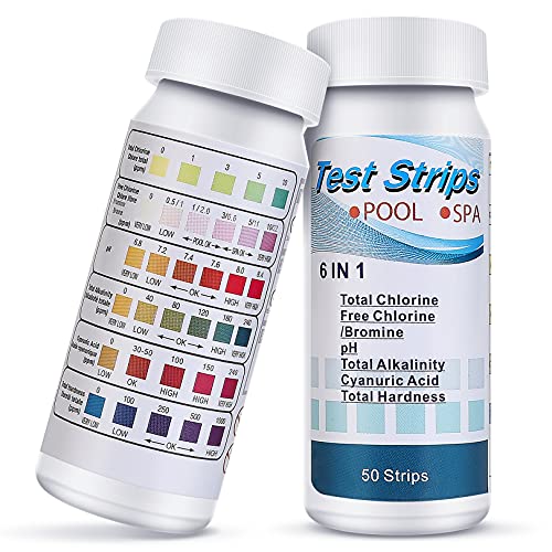 XULIN 100 Pcs Hot Tub PH Test Strips,6 in 1 Test Strips Kit-Swimming Pool Spa Chemicals Test Strips...