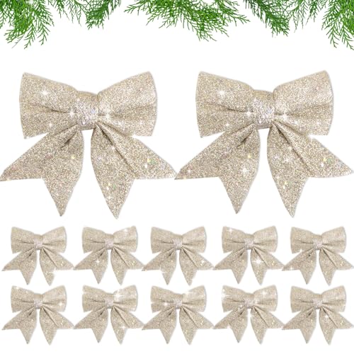 12 Stück 12x15cm Weihnachtsschleifen Weihnachten Schleifen Glitzer...