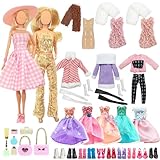 36 Pcs Doll Clothes for 11.5 inch Doll Include 1 The Movie Pink Dress 1 Sequn Outfits 1 Winter Set 3 Fashion Dress 1 Shawls 14 Makeup Kit 1 Hat 12 Shoes in Random Present for Girls