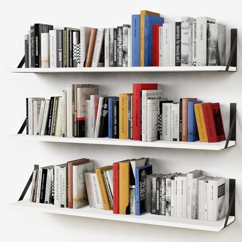 Forbena White Floating Book Shelves for Wall, 36 Inches Long
