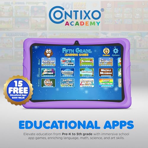 Image of Contixo 10 inch Kids Tablet - K103 Android Learning Tablet with Exclusive Games and Educational Apps, 32GB Storage, WiFi, Parental Controls & Kid-Proof Case - Purple