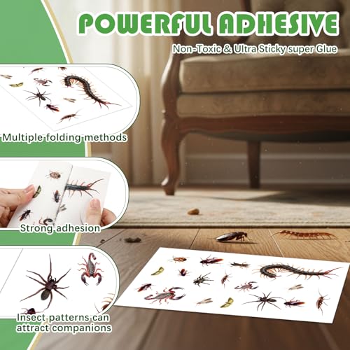 Image of Qualirey 30 Pcs Cricket Traps Indoor, Roach Bug Spider Glue Boards, Printed Insect Sticky Sheets, Foldable Triangle Traps for Kitchen, Bathroom, Basement and Garage, 5.12 x 8.27 Inch(One Piece Style)