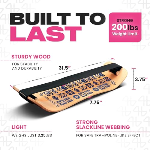Image of Balance Board for Kids - Slackline Wooden Wobble Board | Balance Trainer for Coordination, Training for Skateboard, Snowboard, Football, Soccer, Baseball, Basketball