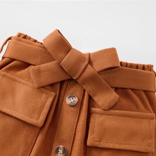 Image of Weixinbuy Toddler Girl Fall Winter Clothes Solid Long Sleeve Ribbed T-Shirt Knit Tops Plaid Button Mini Skirts Set Outfits