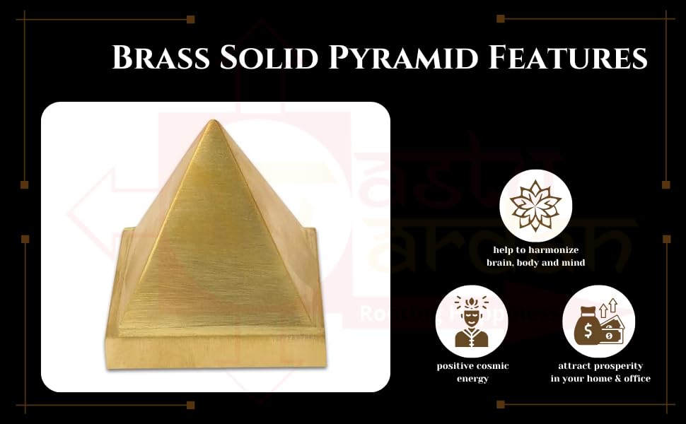 Image of Brass Pyramid | Vastu Remedy | Yantra for Healing | Solid Brass Pyramid for Positive Energy (Pack of 1)