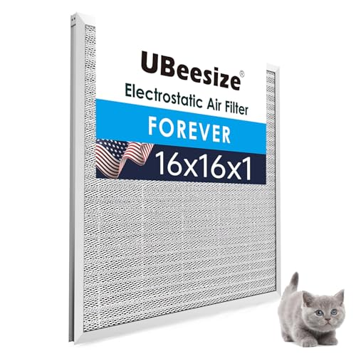 Image of UBeesize 16x16x1 Reusable Electrostatic Air Filter HVAC AC Furnace Filter,MERV 8, Washable, Lasts a Lifetime,Permanent Air Filter,Breathe Fresher,Home And Office(Actual Size:15.47x15.47x0.82 Inch)