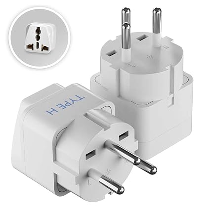 Ceptics India to Israel, Gaza, Palestine & More (Type H) Travel Adapter Plug - CE Certified - RoHS Compliant - 2 Pack (GP-14-2PK)