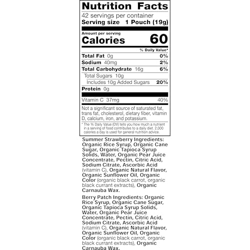 Image of Annie's Organic Bunny Fruit Snacks, Variety Pack, 42 ct, 29.4 oz | Summer Strawberry & Berry Patch Flavors, Certified USDA Organic, Non-GMO, Vegan, Gelatin-Free, 42 Pouches