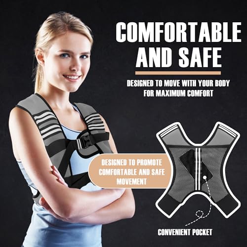 Image of NATURELUX Weighted Vest Men or Women - 5 /10 /15 /20 /25 /30lbs Weights with Reflective Stripe, Weighted Vest for Workout Equipment for Strength Training Running - Walking Weight Loss