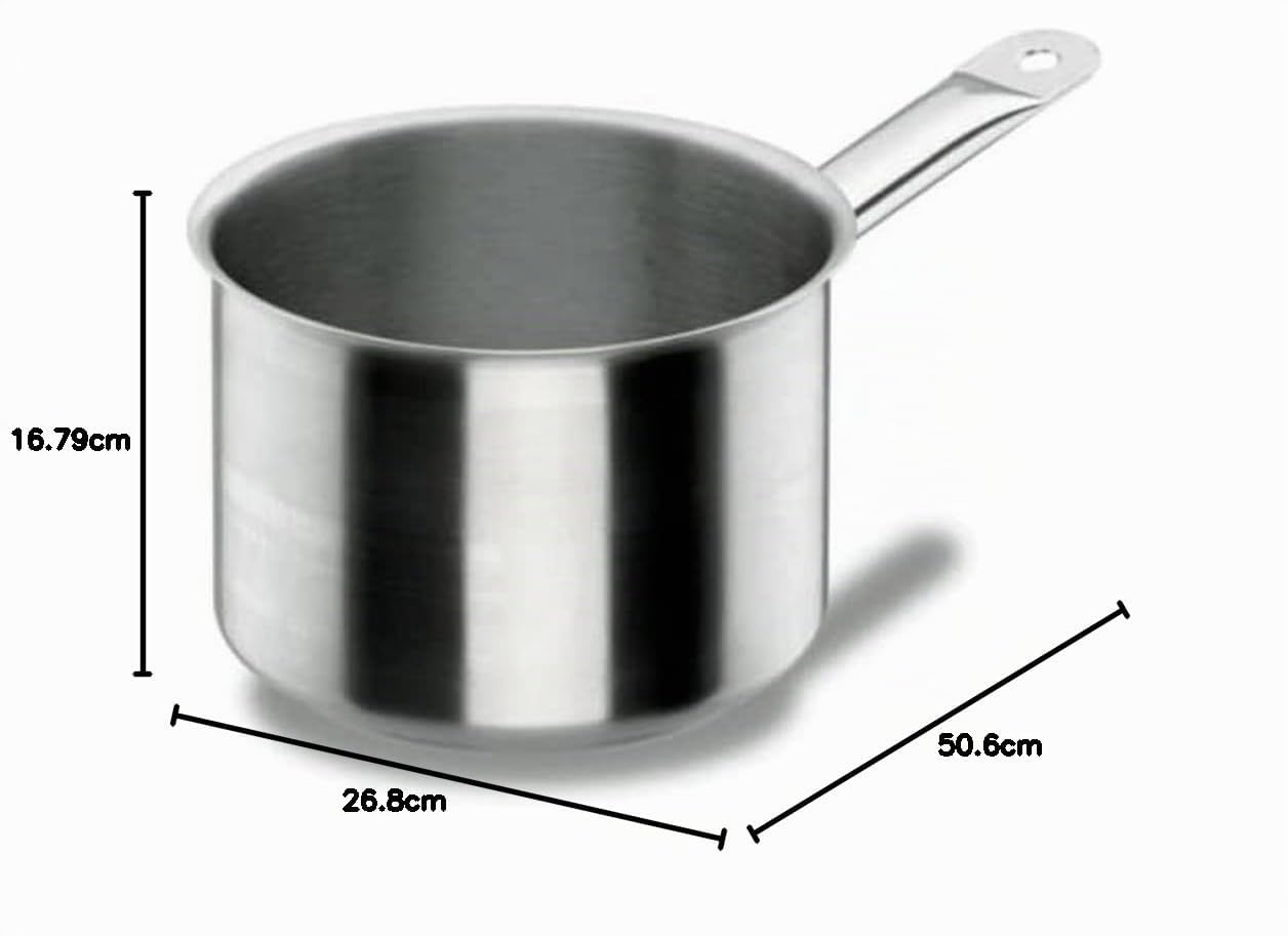 Lacor 50225 - Casserole en acier inoxydable Straight High Chef Classic | Fabriqué en acier inoxydable de qualité alimentaire; haute résistance à la corrosion et usure quotidienne