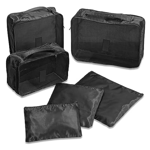 Organizador de Mala Viagem Necessaire Kit 6 Peças Preto CBRN20454 - Commerce Brasil