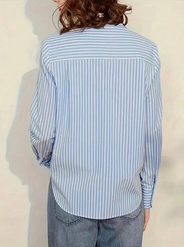 Image of Women Shirt||Women Relaxed Fit Vertical Striped Spread Collar Cotton Casual Shirt (S-12-19)