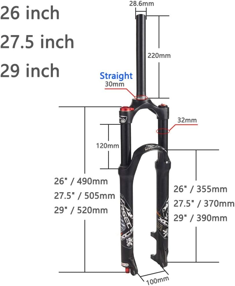 Suspension Fork 26/27.5/29 Inch, 1-1/8" Straight Alloy, Manual Lockout Air Forks - Black