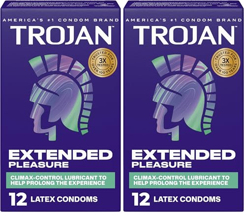 TROJAN Extended Pleasure Condoms | Climax Control | 12 Count | Pack of 2
