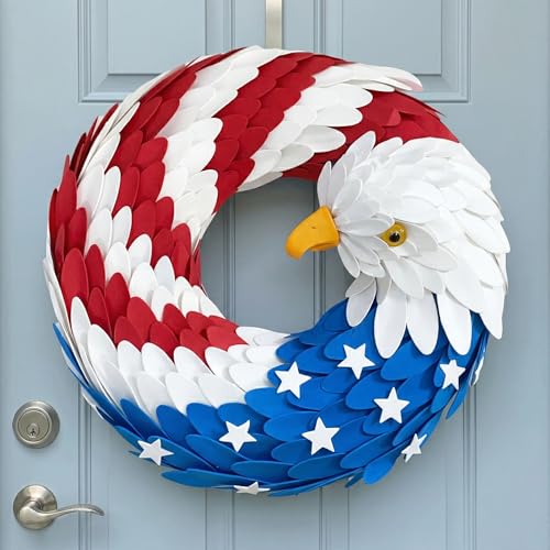 4th of July Wreath for Front Door, Patriotic American...